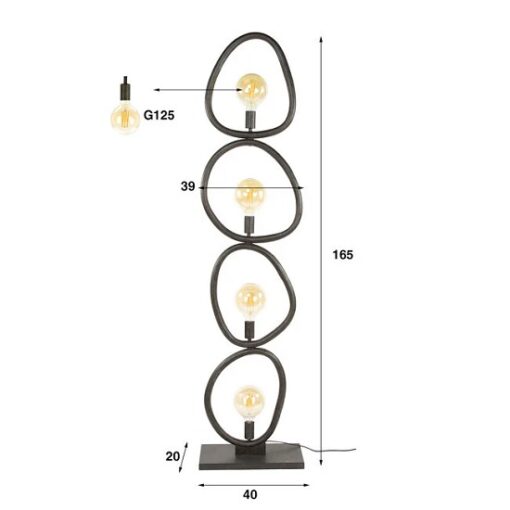 Vloerlamp organische vorm zwart