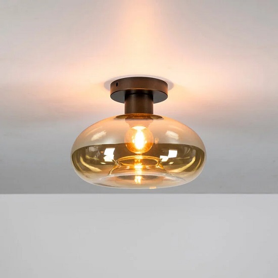 Plafondlamp rond glas