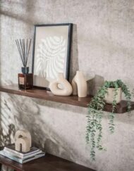 Zwevende wandplank hout muur