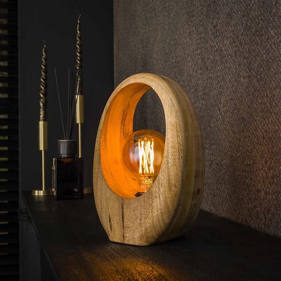 Houten design tafellamp mango