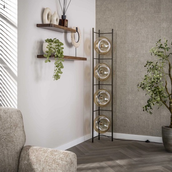 Vloerlamp rond glas bol